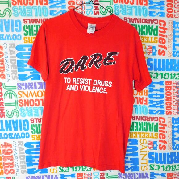 Vintage Y2K DARE To Resist Drugs And Violence T Shirt Size S Red - Picture 1 of 4